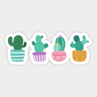 Fab Four: Funky Potted Cactus Set Sticker